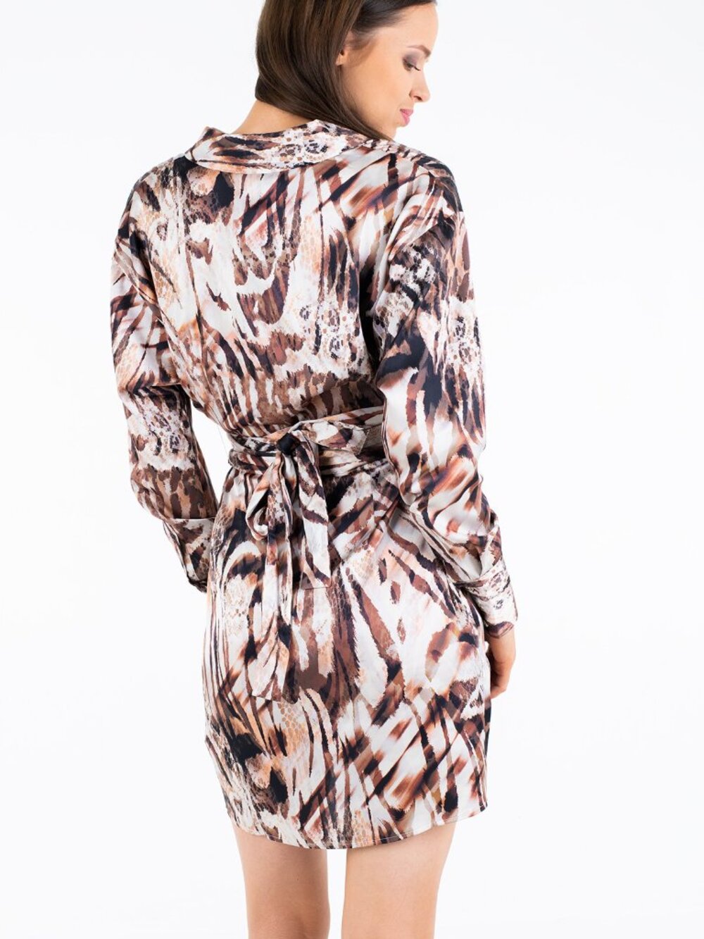 Marciano Guess Animal Print Wrap Shirt Dress NWT Size M Retail $178 - Picture 2 of 11